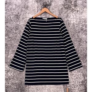 New Reformation Dress Medium Womens Junia Knit Stripe Navy Blue Shirt Style